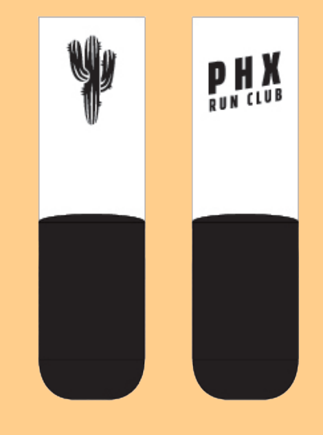 Phoenix Run Club Crew Socks White Cactus